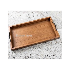 Bandeja de Madera de Diseño Clásico para Servir Alimentos con Asas de Hierro, Bandeja Rectangular de la Mejor Calidad para Servir Alimentos - Product Image 1