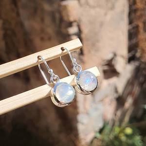 ต่างหูแบบกลมทำด้วยมือทำด้วยมือทำจากเงิน925ต่างหูห้อยอัญมณีสีรุ้งเครื่องประดับเพชรต่างหูสำหรับงานแต่งงานของขวัญสำหรับเธอ - Product Image 2