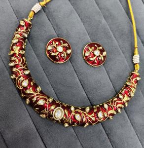 Conjunto de gargantilla de diseñador de lujo con aretes, nuevo estilo de conjunto de gargantilla para mujeres y niñas, para usar en compromisos, bodas y fiestas. - Product Image 5