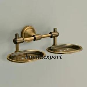 Jabonera de almacenamiento doble con acabado antiguo de latón, al por mayor precio asequible, juego de baño de Hotel, accesorios, jabonera montada en la pared - Product Image 1