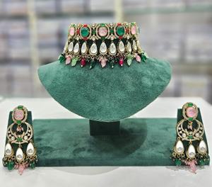 Collar de joyería victoriana maravilloso indio Real Kundan calidad superior oro antiguo perla gota gargantilla collar con pendientes - Product Image 1