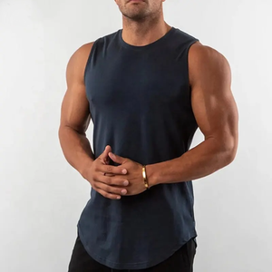 Débardeur pour homme de qualité supérieure, lavage à l'eau de Javel, col rond, spandex, respirant, grande taille, débardeurs de sport pour homme - Product Image 2