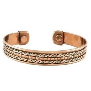 Brazalete de esposas de cobre puro de lujo para hombres y mujeres, brazalete de moda magnético con beneficios curativos para la salud para pacientes con artritis - Product Image 3