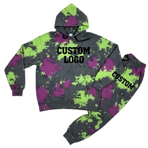 2026 à la mode hommes hiver écologique à capuche en détresse ensembles de sweat à capuche nouveau Design Grunge Vintage lavage survêtement personnalisé imprimé Logo - Product Image 3