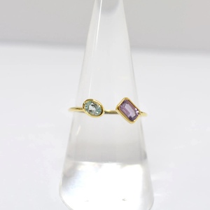 เครื่องประดับที่ดี S925แหวนทองคำ14K อเมทิสต์ธรรมชาติขนาดเล็กและแหวนบุษราคัมสีฟ้าปรับแต่งได้สำหรับร้านค้าปลีก OEM และ ODM - Product Image 1