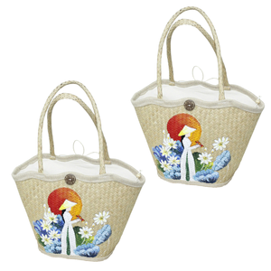 กระเป๋าโท้ทหญ้าทะเลธรรมชาติพรีเมียมสำหรับผู้หญิง กระเป๋าถือบุผ้าฝ้ายทอมือ รุ่น PHU HAO 503003 ของขวัญ งานฝีมือเวียดนาม สำหรับปิกนิก - Product Image 1