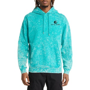 Sweats à capuche pour hommes style délavé à l'acide respirant 100% coton broderie personnalisée logo couleur unie sweats à capuche pour hommes mode en gros - Product Image 1