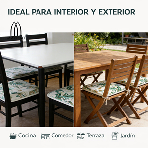 Cuscino per Sedia Idrorepellente 40x40x2 cm 100% Poliestere per Uso Interno ed Esterno, Per Tutte le Stagioni, Facile da Pulire con Cinghie di Fissaggio - Product Image 6