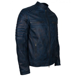 Veste de motard en cuir pour hommes de qualité supérieure Veste en cuir de luxe pour hommes avec design personnalisé et logo en relief du fabricant, vente en gros - Product Image 3