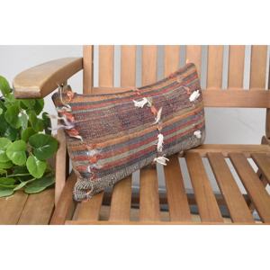 Beige Kilim Wool Pillow 8x16 Inch Luxury Rustic <b>Fluffy</b> Floral Throw for Sofa <b>Bedding</b> Portable Vintage Woven Patchwork Design - Product Image 2