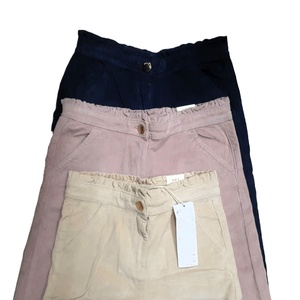 Nuevo diseño, superventas, logotipo personalizado, niñas, cintura media, informal, plano, largo, plisado, ajustado, Spandex/algodón, pantalones Palazzo rectos fluidos - Product Image 1