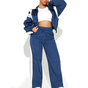 Chándal esencial de nailon personalizado cortavientos, conjunto de pantalones de dos piezas, conjunto de 2 piezas, chándal de diseñador con cremallera para mujer 2025 - Product Image 1