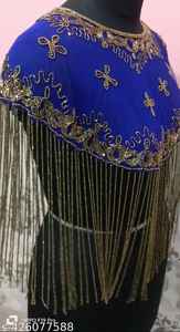 Elegant Anti-Static Organza <b>Ladies</b> Evening Party Dress with Beaded <b>Cape</b> & Embroidered Pearls Crystal Beautifully Handcrafted - Product Image 5