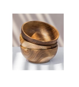 Décoration de la maison vaisselle de table bol de service en bois design antique forme ronde bol de service alimentaire bol en bois fait main de meilleure qualité - Product Image 1