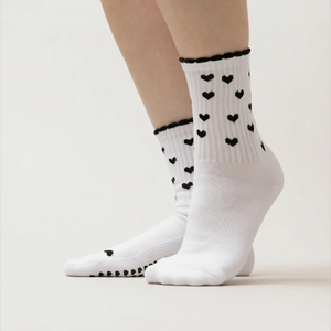 Calcetines de Yoga y Ballet Personalizados con Diseño de Corazón, Antideslizantes, de Media Felpa, con Volantes, para Pilates, con Agarre, Tejidos de Primavera, para Danza, Deportes, Mujer - Product Image 3
