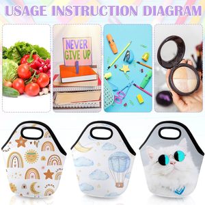 Sac à déjeuner isotherme en néoprène vierge pour sublimation, boîte souple réutilisable et légère, étui de transport alimentaire thermique, sacs à main - Product Image 4