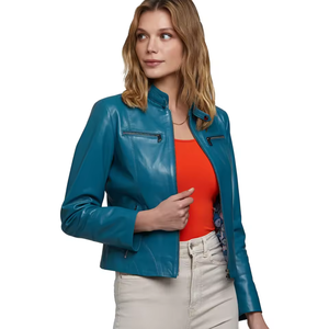 Vestes en cuir surdimensionnées pour femmes, sur mesure, de haute qualité, avec fermeture éclair - Product Image 3
