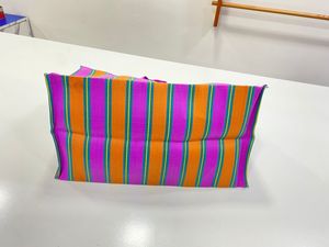 Custom Eco-Friendly Fashion Reusable <b>Zipper</b> Recycled <b>Nylon</b> Woven Striped Shopping <b>Bag</b> Handloom Made Beach Cosmetic Cases - Product Image 2
