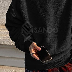 Meilleure vente Sweat-shirt Sherpa pour homme de haute qualité Pull-over de taille supérieure dans des couleurs personnalisées pour l'hiver Motif solide - Product Image 2