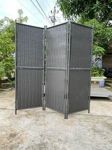 AC00032 Écrans en bois pliants noirs tous temps Diviseur mural en osier tissé à la main pour mobilier d'extérieur pour jardin moderne - Product Image 3