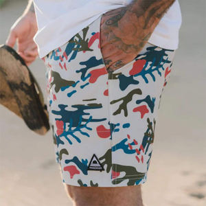 Pantalones cortos ecológicos de poliéster sólido para hombre con cintura elástica para la playa de verano y ropa informal - Product Image 3