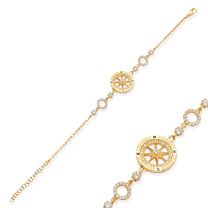 North Star <b>Charm</b> <b>Bracelet</b> Shiny Zircon Stone Design Turkish Handmade Gold Plated 925 Sterling <b>Silver</b> Jewelry for Party Gift - Product Image 1
