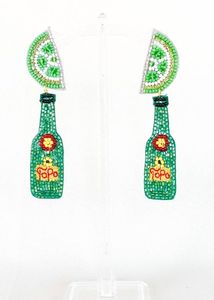 Boucles d'oreilles pendantes élégantes en perles de rocaille, longues franges, faites à la main, design coloré pour femmes, personnalisables - Product Image 2