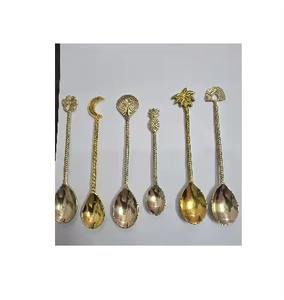 Ensemble de couverts classique en acier inoxydable avec poignée en laiton cuillères fourchette thé fait à la main ensemble de couverts de taille personnalisée - Product Image 3