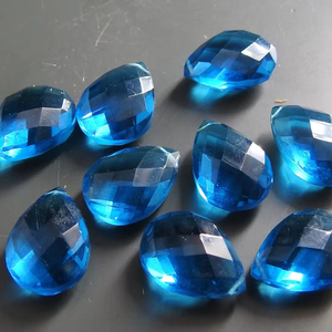 Tanzanite <b>Blue</b> Quartz Faceted Handmade Teardrop Earring Pair 14X10MM Glass <b>Bead</b> For Jewelry Making Wholesaler Supplies - Product Image 3