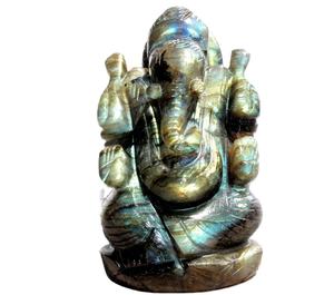 Estatua tallada a mano de Ganesha labradorita para decoración del hogar, piedra curativa de cristal de grado superior - Product Image 6