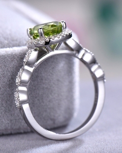 Bague mariée en or pour femme Péridot de qualité supérieure Bagues de luxe en or massif avec de vrais diamants - Product Image 4