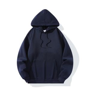 Sweat à capuche unisexe uni brodé sur le devant, tissu jersey 100% coton, 250g, col en V, poches, respirant, vêtement décontracté d'hiver - Product Image 1