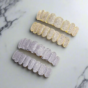 Rejilla Dental Personalizada con Moissanita Completamente Engastada, Corte Brillante, Microincrustaciones, Plateada, Estilo Hip Hop, Unisex, para Fiestas - Product Image 2