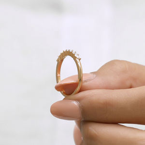 0.32 TW Lab créé Marquise coupe diamant demi-éternité bande minimaliste bague de mariage pour les femmes correspondant empilable anneaux de pierres précieuses - Product Image 5