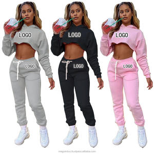 Logo de marque personnalisée et marque de distributeur Sweats à capuche pour femmes Ensemble de survêtement Sweat-shirt uni et pantalon de survêtement Pantalon de survêtement - Product Image 1