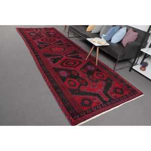 พรมขนาด 4.5x12.2 ฟุต, พรมตุรกีโบราณ, พรมขนสัตว์สีแดงน้ำเงินไล่เฉด - Product Image 2