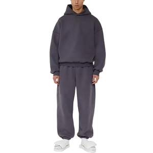 Ensemble deux pièces hiver Streetwear sweat à capuche surdimensionné pantalon de survêtement imprimé strass techniques vêtements de sport en polaire avec logo personnalisé pour hommes - Product Image 3