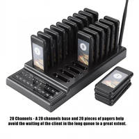 Sistema Inalámbrico de Llamada para Restaurantes, 20 Unidades, 400 MHz, Estación Base de Plástico con Pagers Numerados para Servicio a Mesa