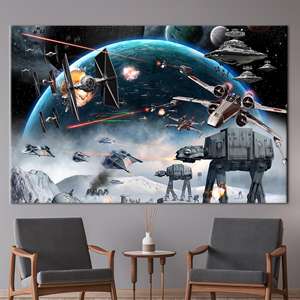 Lienzo Impreso Contemporáneo de Batalla Espacial de Star Wars - Arte Abstracto de Espacio para Pared, 1P: Enmarcado para Galería - Product Image 1