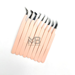 แหนบต่อขนตาแบบด้ามจับติดเพชรเคลือบสีนู้ดปลายพลาสมาสแตนเลสญี่ปุ่นสีดำติดฉลากได้ตามต้องการ - Product Image 4