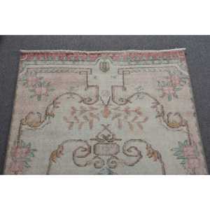 Alfombra clásica de lana rosa Beige de 3x6,5 pies hecha a mano de tejido plano turco Jacquard Patchwork diseño de látex para pasillo forma Rectangular - Product Image 5