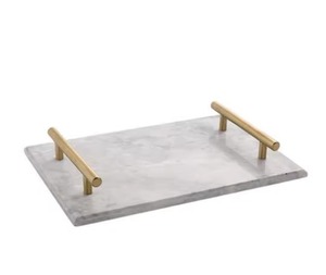 VISHAL HANDICRAFT White Grey Metal Round Table <b>Tray</b> Storage Decoration Customizable Design for Home Office Elegant Serving <b>Tray</b> - Product Image 5