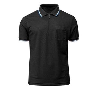 Polos con cremallera de un cuarto para hombre, polos de golf atléticos con cremallera de manga corta, ropa deportiva, polos de algodón 100% de talla grande OEM - Product Image 1