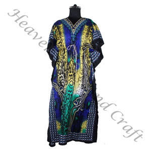 KFL029 Ropa de dormir de mujer de talla grande caftán largo de seda pura sin mangas a la moda - Product Image 5