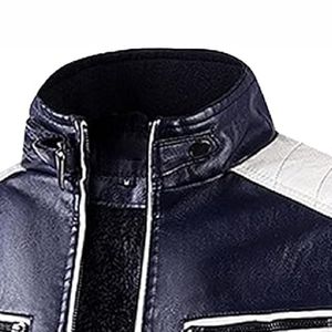 Mode à la mode 2025 moto veste en cuir col montant avant Logo imperméable écologique unisexe - Product Image 6