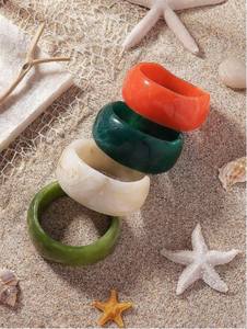 Bracelets larges en résine avec perles intégrées, style funky et ethnique - Product Image 2