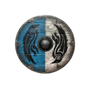<strong>Handicraft</strong> Round Viking Wood Designer Shield Carnival Rome Round Shield Weapon Toy Play Halloween Cosplay Props Viking Shield - Product Image 1