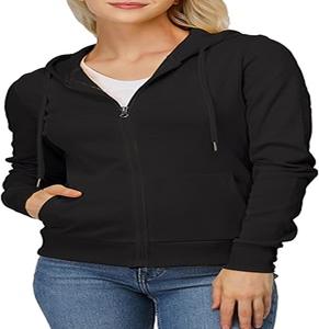 Nouvel arrivage de sweats à capuche pour femmes avec fermeture éclair complète et manches longues, poche kangourou, tenue décontracté, sweats à capuche vierges de base personnalisés avec logo à l'avant - Product Image 1