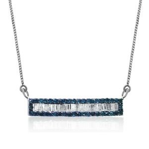 Collier pendentif barre en diamant naturel taille baguette ronde 1,00 carat en argent sterling pour femme, tendance, mariage, fiançailles - Product Image 1