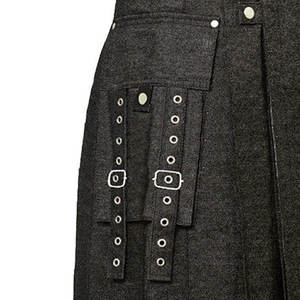 Kilt utilitaire en denim pour homme avec poches tactiques, quincaillerie dorée, style écossais, kilts 2026 - Product Image 4